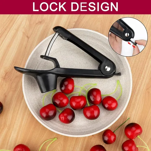 Vista 3 de Cherry Pitter - Herramienta de descorazonador de aceitunas y cerezas de alta resistencia con diseño de bloqueo que ahorra espacio, herramienta