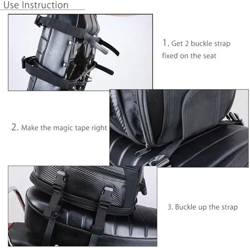 Vista 5 de Bolsa de cola para motocicleta E-riding, alforjas para motocicleta, mochila impermeable para asiento trasero, maleta de equipaje multifuncional