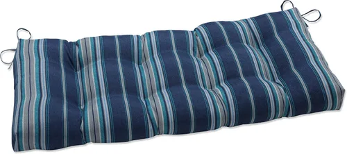 Vista 30 de Pillow Perfect - Cojín capitoné a rayas, resistente a la intemperie y la decoloración, para sofá de mimbre/columpio de exterior, bordes cuadrados