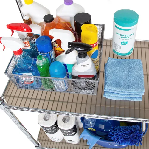 Vista 9 de Seville Classics Tapete protector de alambre resistente, no adhesivo, para estantes con cable, oficina, cocina, garaje (5 piezas), color gris pardo