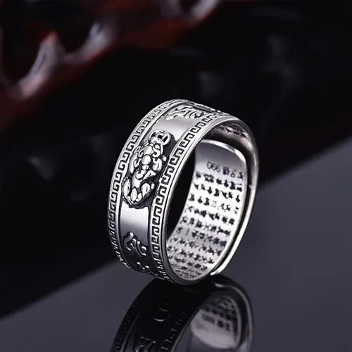 Vista 5 de Anillo Feng Shui Pixiu Mantra Para - Anillo Ajustable Pixiu Mantra De La Suerte