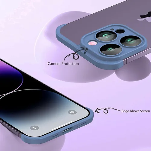 Vista 5 de Funda para iPhone 15 Pro Max con protector de lente de cámara, almohadilla de borde de esquina sin marco, suave y delgada de silicona TPU a prueba