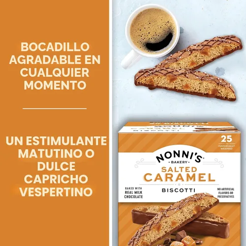 Vista 4 de Nonni's Galletas de biscotti de caramelo salado, envueltas individualmente, 25