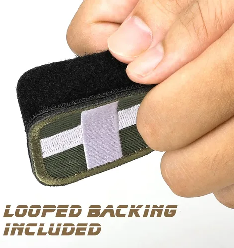 Vista 6 de LIVANS Medic Cross Moral Patch, parche de primeros auxilios de cruz blanca Verde militar (bordado) - 2 paquetes