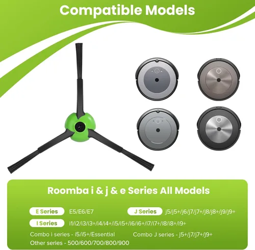 Vista 5 de Paquete de 2 cepillos laterales de repuesto compatibles con robot E, I, J Series Cepillo de barrido de bordes de cerdas suaves, accesorios