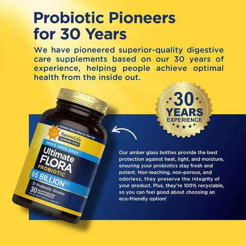 Vista 4 de Renew Life Ultimate Flora Probiotics for Men 65 mil millones de UFC Cápsulas veganas de liberación retardada Salud digestiva Salud inmunológica