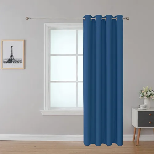 Vista 14 de Cortina opaca ignífuga, ojales en la parte superior, certificación NFPA 701, resistente al fuego para aula/dormitorio, 1 panel, negro, 42 x 63