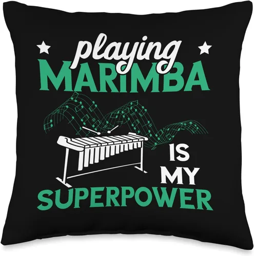 Vista 5 de Wooden Percussion Instrument Melody Playing Vibraphone Superpower Musician Marimba - Almohada de instrumento (18 x 18 pulgadas), multicolor