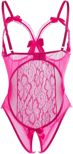 Vista 4 de Lencería sexy de peluche para mujer, body de encaje de una pieza, camisón de talla extra grande, S-3XL