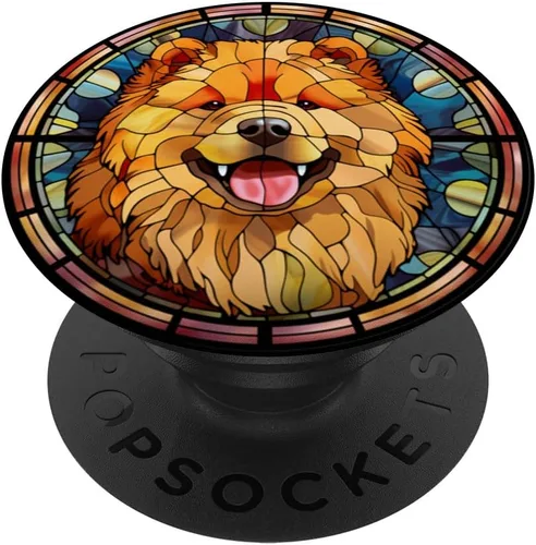Vista 6 de Chow Chow Dog Stained Glass Leadlight Artistic Design PopSockets MagSafe PopGrip for iPhone