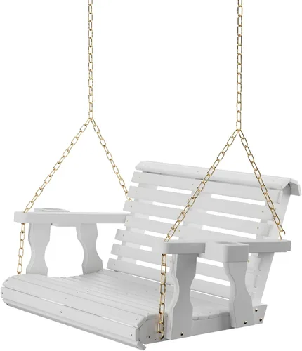 Vista 14 de Columpio Amish resistente para terraza (800 lb) con cadenas para colgar y posavasos Tinte negro semisólido