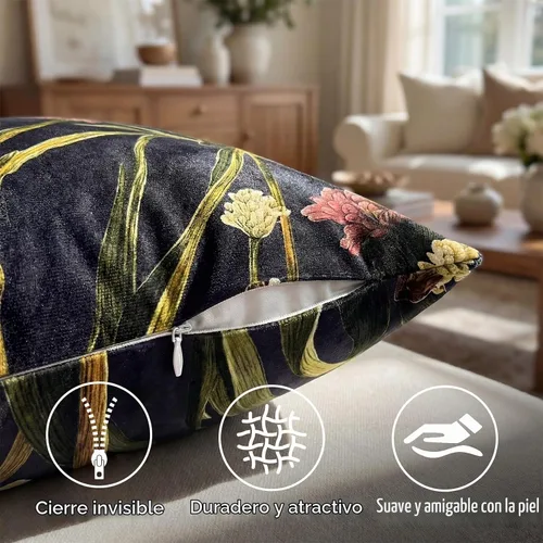 Vista 3 de Juego de 2 fundas de almohada decorativas de 18 x 18 pulgadas, fundas de Flor