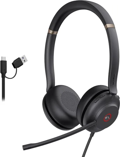 Vista 8 de Auriculares USB con micrófono Yealink UH37, auriculares con cable con micrófono de cancelación de ruido para computadora PC portátil teléfono VoIP