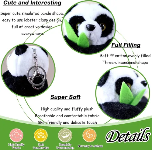 Vista 3 de zhidiloveyou Llavero de peluche de panda pequeño colgante de animal de peluche para mochila, 4 pulgadas
