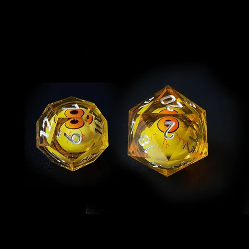 Vista 5 de BESCON - Juego de dados poliédricos con núcleo líquido con bordes afilados, dados poliédricos con borde de afeitar con globo ocular rodante