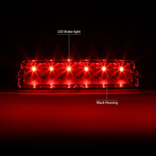 Vista 2 de DNA Motoring 3BL-TH01-LED-BK Luz de freno trasera de montaje alto LED con carcasa negra [Compatible con Highlander 01-03] Negro