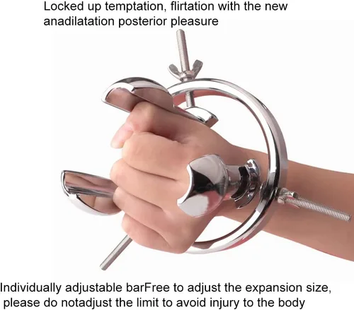 Vista 2 de Expansor anal de metal, dilatador anal ajustable, juguetes sexuales SM para hombres y mujeres, ensanchador anal vaginal