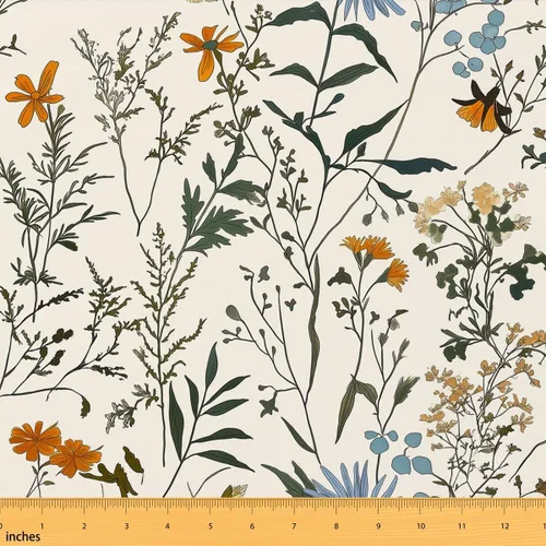 Vista 48 de Feelyou The Yard - Tela floral de hojas suave de 1 yarda para los amantes Beige y verde amarillo