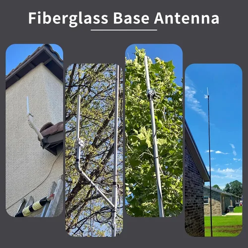 Vista 2 de Antena de radio móvil de fibra de vidrio UHF, antena base GMRS de 400-470 mhz, conector SO239 de 17 pulgadas para radioaficionado repetidor