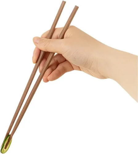 Vista 12 de Restaurantware - Palillos de bambú marrón de 9.5 pulgadas, cuadrados, banda de papel, 100