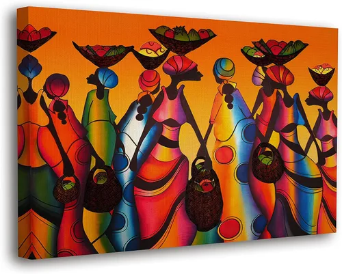 Vista 27 de SpiritualHands Máscaras africanas - Lienzo decorativo para pared, lienzo de dama africana, vibrante arte de pared africano hecho a mano
