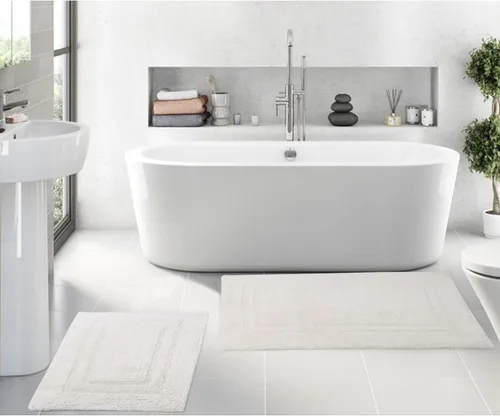 Vista 12 de Home Weavers Luxury Collection 100% Cotton Reversible Bathroom Rugs Set, Washable Rug, Soft Cotton Extra Soft and Absorbent Bath Rug, Kitchen Mat, 2