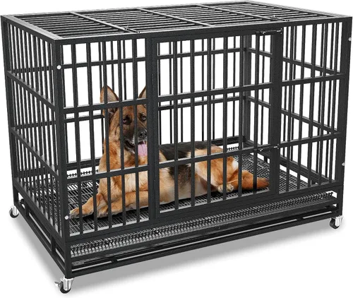 Vista 3 de KOKOTANGS Mueble de jaula para perros de 38 pulgadas, resistente para perros grandes, jaula de madera a prueba de fugas y masticaciones para perros