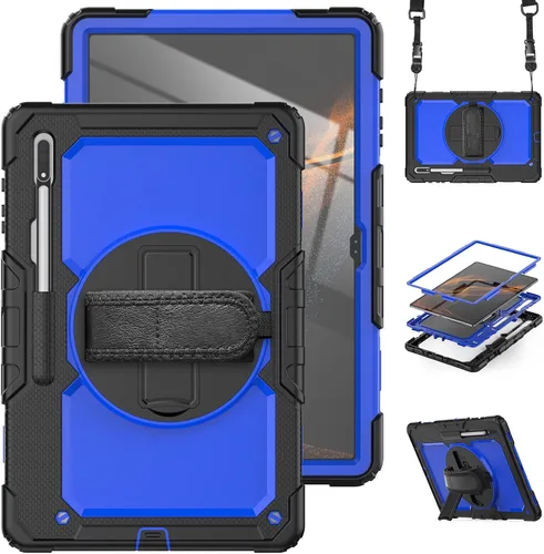 Vista 13 de Dteck Funda inteligente de cuero para Samsung Galaxy Tab S8 Ultra de 14.6 pulgadas 2022, azul con bolsillo frontal, soporte de múltiples ángulos