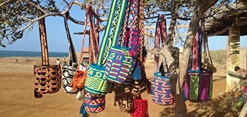 Vista 5 de Bolsos Colombianos, Mochila Wayuu, 100% Original Algodón Colombiano Bolsa De Cubo Hecho A Mano