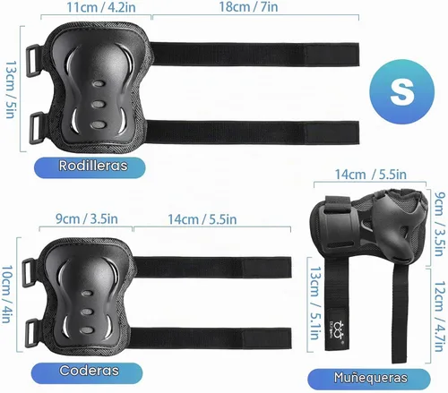Vista 7 de Rodilleras para niños/jóvenes/adultos, coderas con protectores de muñeca, conjunto de equipo de protección de 6 piezas para patinaje sobre ruedas