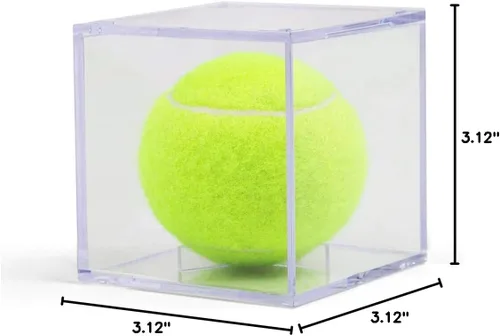 Vista 7 de ChalkTalkSPORTS Vitrina para pelotas de tenis - Individual Soporte cuadrado acrílico para pelotas de tenis, 3 1/8" x 3 1/8" x 3 1/8", transparente