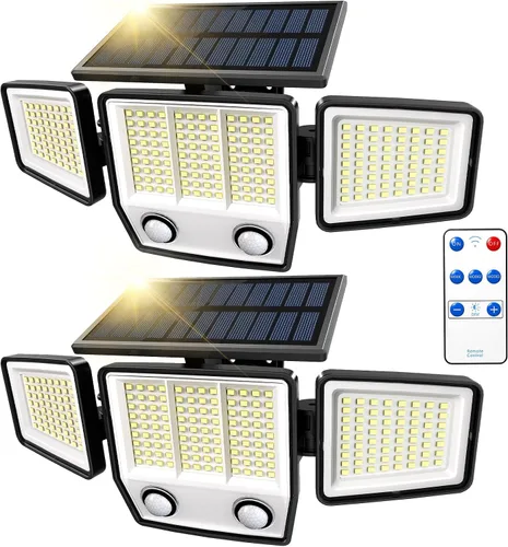 Vista 6 de MDCMDCM Luces solares para exteriores con sensor de movimiento, impermeables, 3000 lúmenes, 3 modos, luces de seguridad para exteriores, iluminación