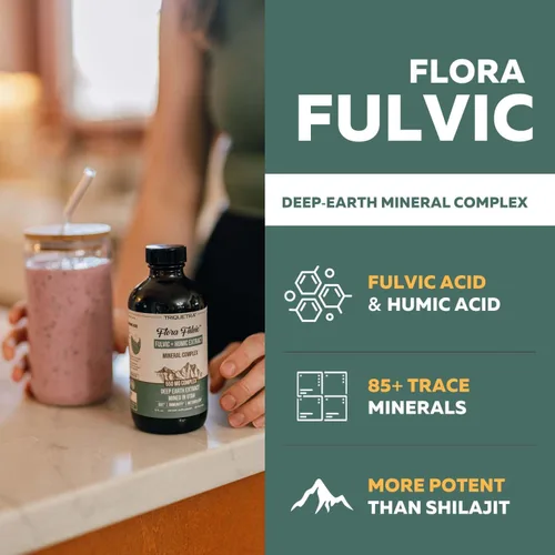Vista 2 de Flora Fulvic Ácido fúlvico + complejo de ácido húmico – 550 mg Minado en Utah, extracto prehistórico de tierra profunda Inmunidad, intestino