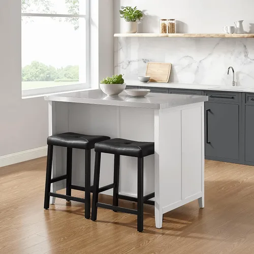 Vista 7 de Crosley Furniture Silvia - Juego de isla de cocina, taburetes de silla