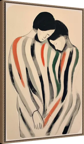 Vista 2 de Amanti Art Lienzo enmarcado para pared, 33 x 23 pulgadas, abrazo íntimo, hombre y mujer, por Treechild, lienzo enmarcado para pared, obras de arte