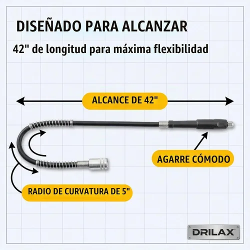 Vista 4 de Drilax Accesorio para herramienta giratoria de eje flexible de 42 pulgadas, compatible con modelos Dremel Flex Shaft 100, 200, 300, 3000, 4000