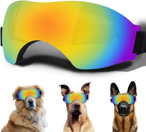 Vista 10 de Gafas de sol para perros pequeños, gafas para perros con correa ajustable, protección UV, adecuadas para perros pequeños Estilo liso-Multicolor