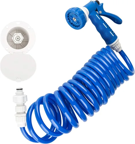 Vista 12 de Dura Faucet DF-SA188-BK Kit de rociador desmontable de conexión rápida para exteriores, manguera, puerto y muelle de pulverización utilitario
