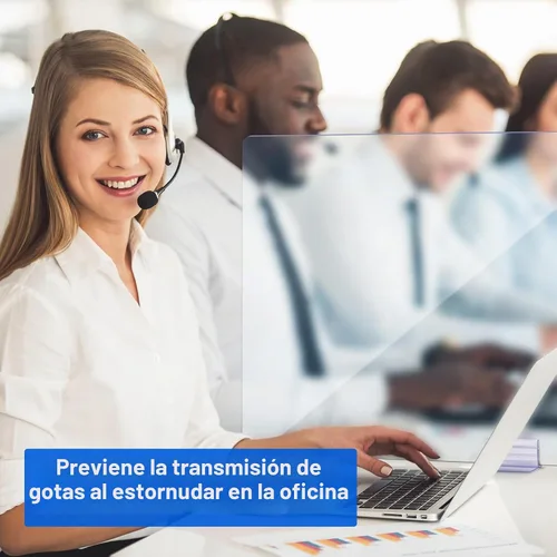 Vista 2 de OIIKI Soporte autoadhesivo para protección contra estornudos, 6 unidades, soporte para paneles de acrílico, transparente
