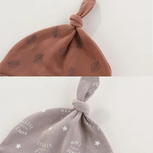 Vista 2 de MAMIMAKA Conjunto de gorro y manoplas para bebé recién nacido, gorras para bebés, niños y niñas de 0 a 6 meses, 100% algodón
