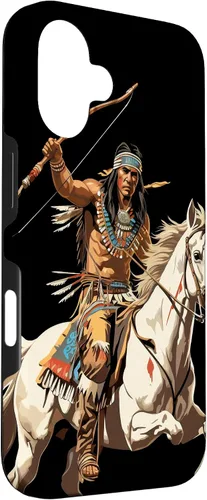 Vista 3 de Funda para iPhone 16 nativo americano jefe indio caballero guerrero Cherokee