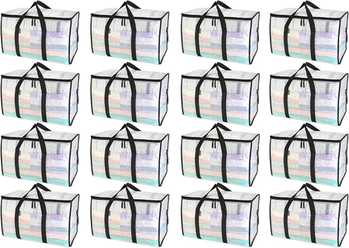 Vista 35 de BALEINE Paquete de 2 bolsas de mudanza de gran tamaño con asas reforzadas, bolsa de almacenamiento resistente para ropa, suministros de mudanza
