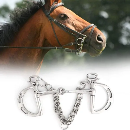 Vista 4 de Jointed Uxeter Kimberwicke Bit - Rodillo de boca para masticar caballos de acero inoxidable (longitud de la boca del caballo, 4.921 in)