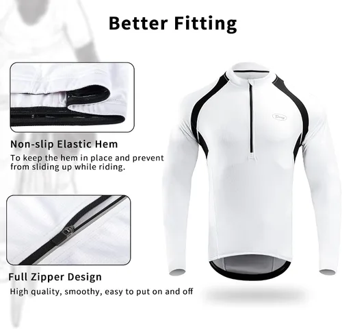 Vista 3 de Cycling Bike Jersey for Men Short and Long Sleeve Bike Bicycle Shirts Biking Clothing Breathable Quick-Dry Shirt with Pockets