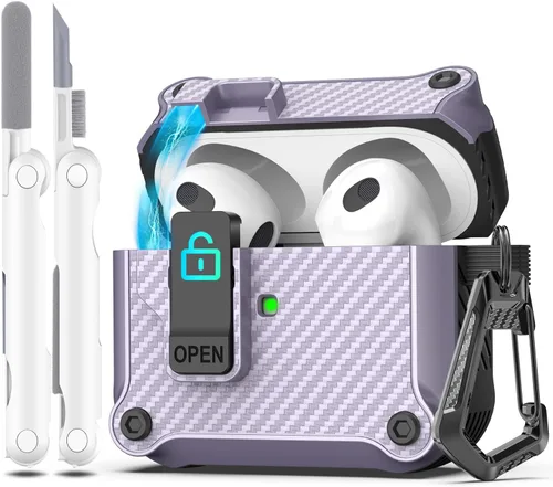 Vista 125 de R-fun Funda de carga compatible con AirPods de 2ª generación 2019, 1ª generación 2016, protección completa contra caídas, tapa desplegable