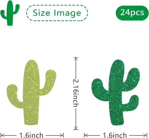Vista 5 de 24 piezas de decoración de cupcakes de cactus con temática mexicana para cupcakes, fiesta de tacos, cumpleaños, boda, fiesta, suministros