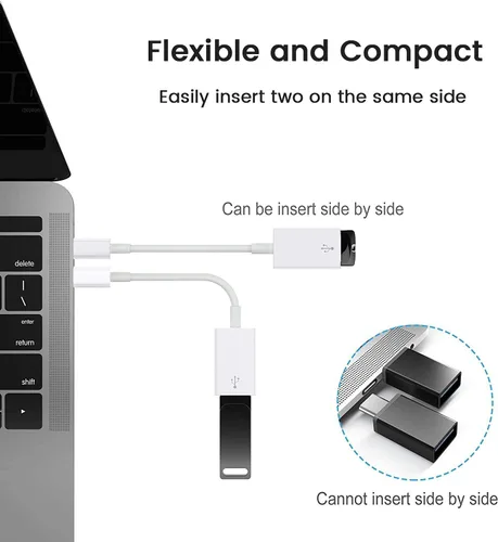 Vista 2 de Adaptador USB C a USB [2 unidades], tipo C macho a USB 3.0 hembra OTG Cable Thunderbolt3 a USB adaptador Conveter compatible con MacBook Pro/Air