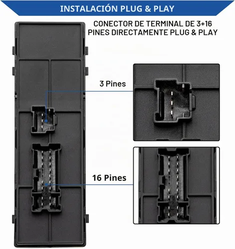 Vista 4 de Obaee Interruptor de Elevalunas Eléctrico, Botón de Control Principal Compatible con Nissan Altima 2013-2016/ Tiida 2011-2016/ Juke 2010-2017