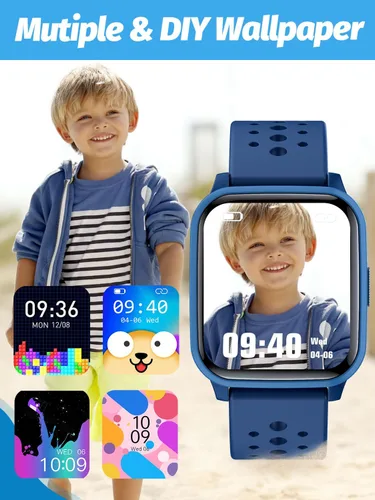 Vista 7 de Reloj Inteligente Butele para Niños, Reloj Inteligente para Niños de 4 a 16 Años con Modo de Sueño, 19 Modos Deportivos, Podómetro, Regalo de Azul