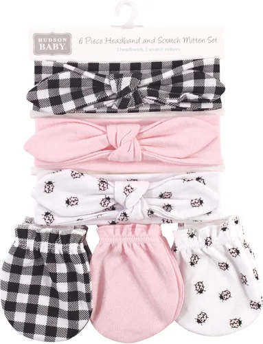 Vista 147 de Hudson Baby Conjunto de diadema de algodón y manoplas para rascar para bebé